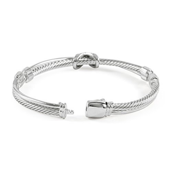 White Cubic Zirconia Classic Cable Bangle - Picture 3 of 10
